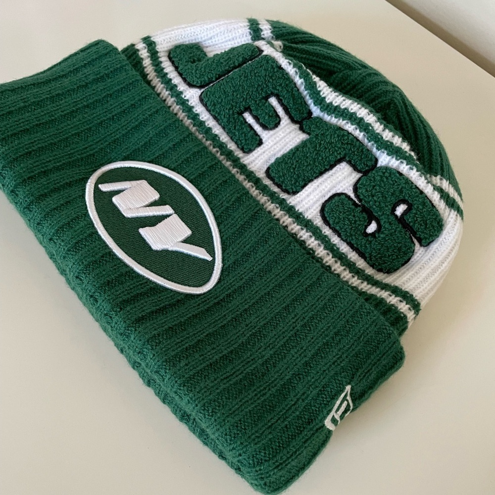 New Era NFL 2024 New York Jets Fleece Lined Cuffed Knit Green Hat Men’s M/L - Picture 5 of 9